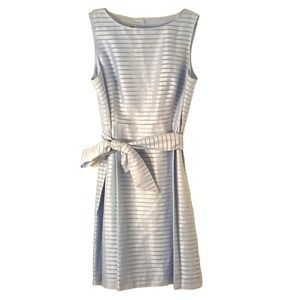 Anne Klein Belted Cocktail Dress Plus Sz 14 RAIN SHADOW LT BLUE Lined Sleeveless